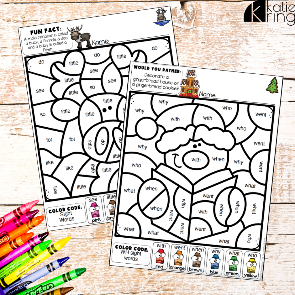 Use the editable color by code December activities to get in extra literacy, math, or vocabulary practice.