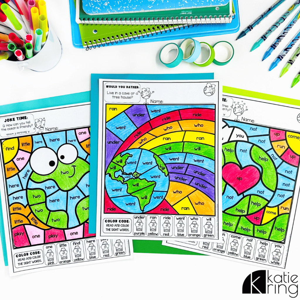 Color by code worksheets like the one shown in this picture make great no-prep practice options!